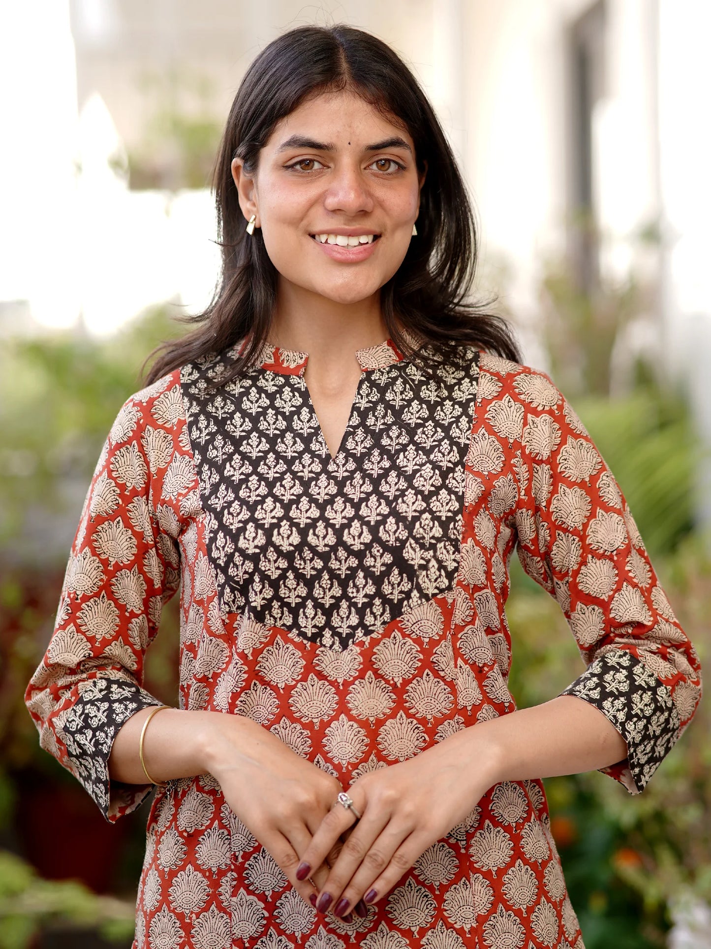 Ajrakh Earthtone A-Line COTTON Kurta