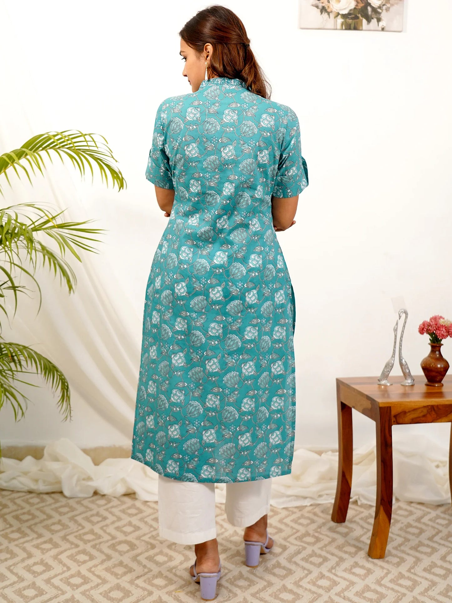 Aqua Garden COTTON Collar Kurta