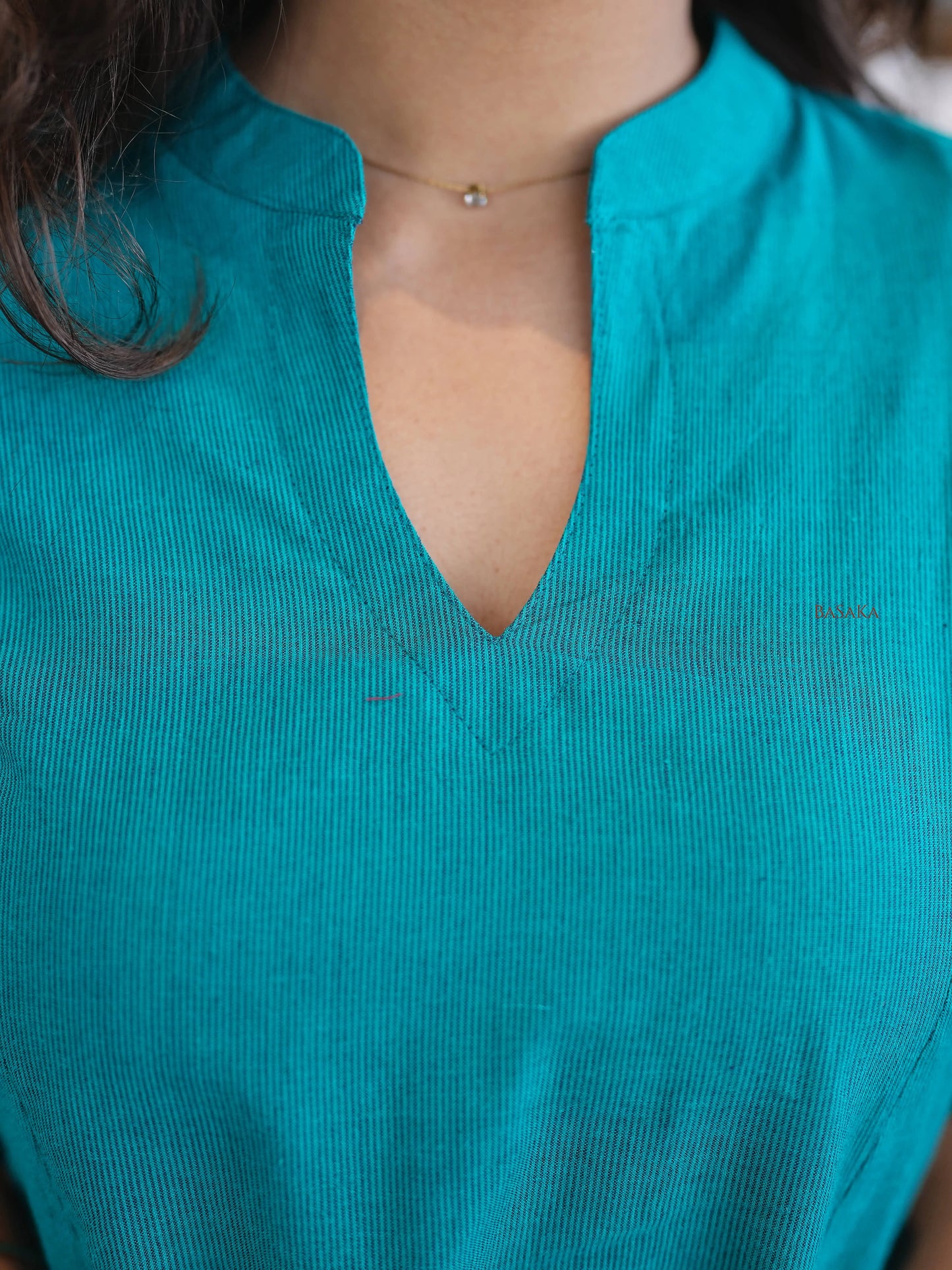 Rama Green A-Line Handloom Cotton Kurta