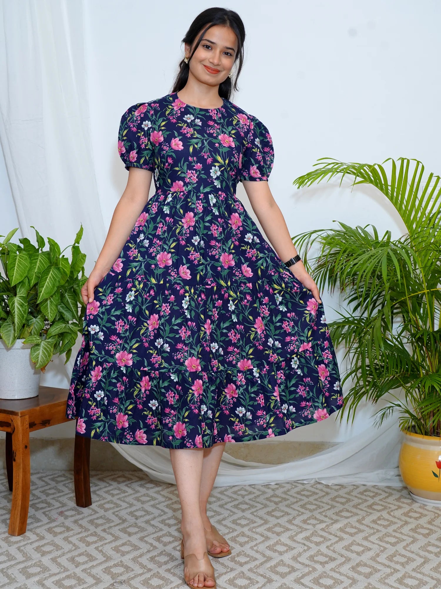 Bluebell Floral COTTON Tiered Dress