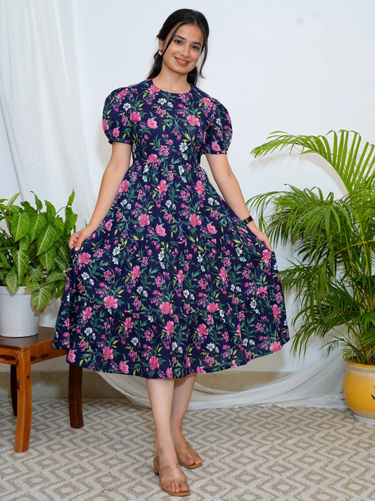 Bluebell Floral COTTON Tiered Dress