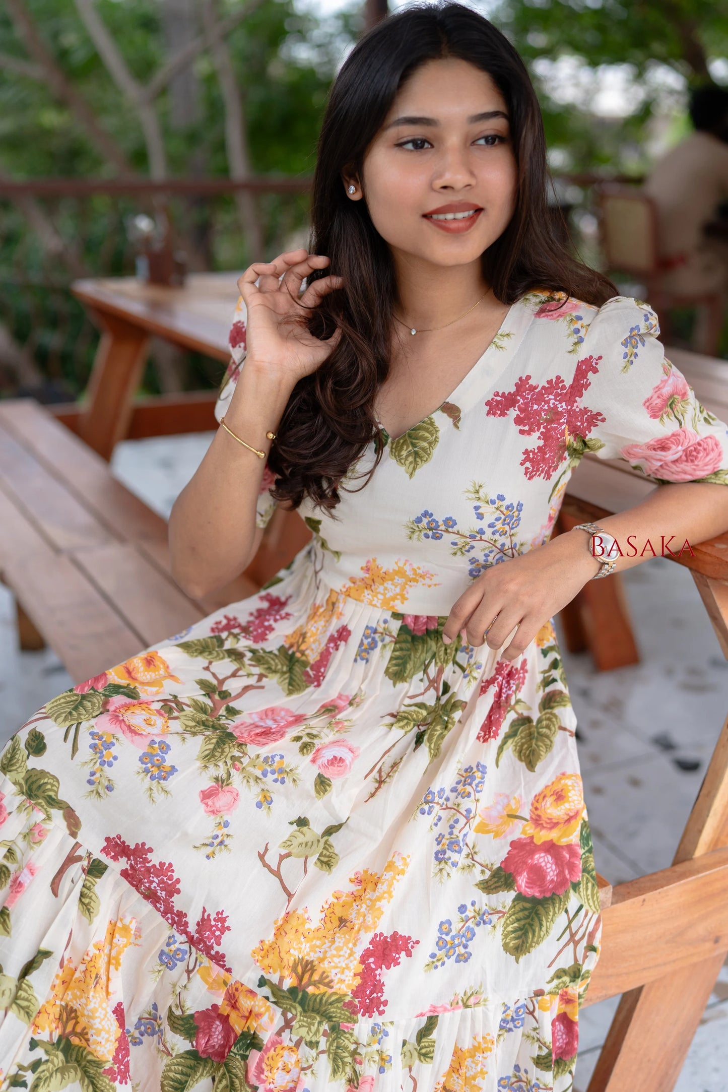 Botanical Dream Off-White COTTON Dress_2(with Lining)