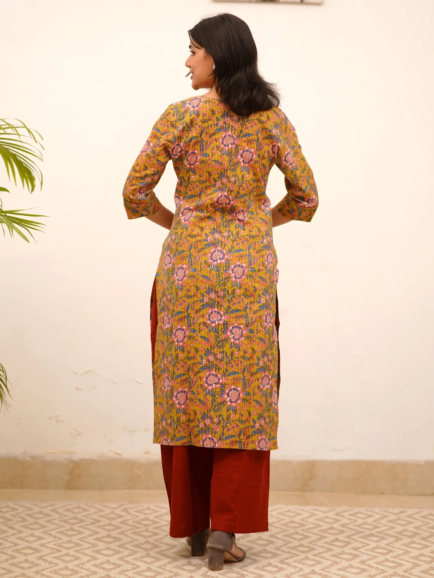 Citrine Floral Kanta COTTON Kurta