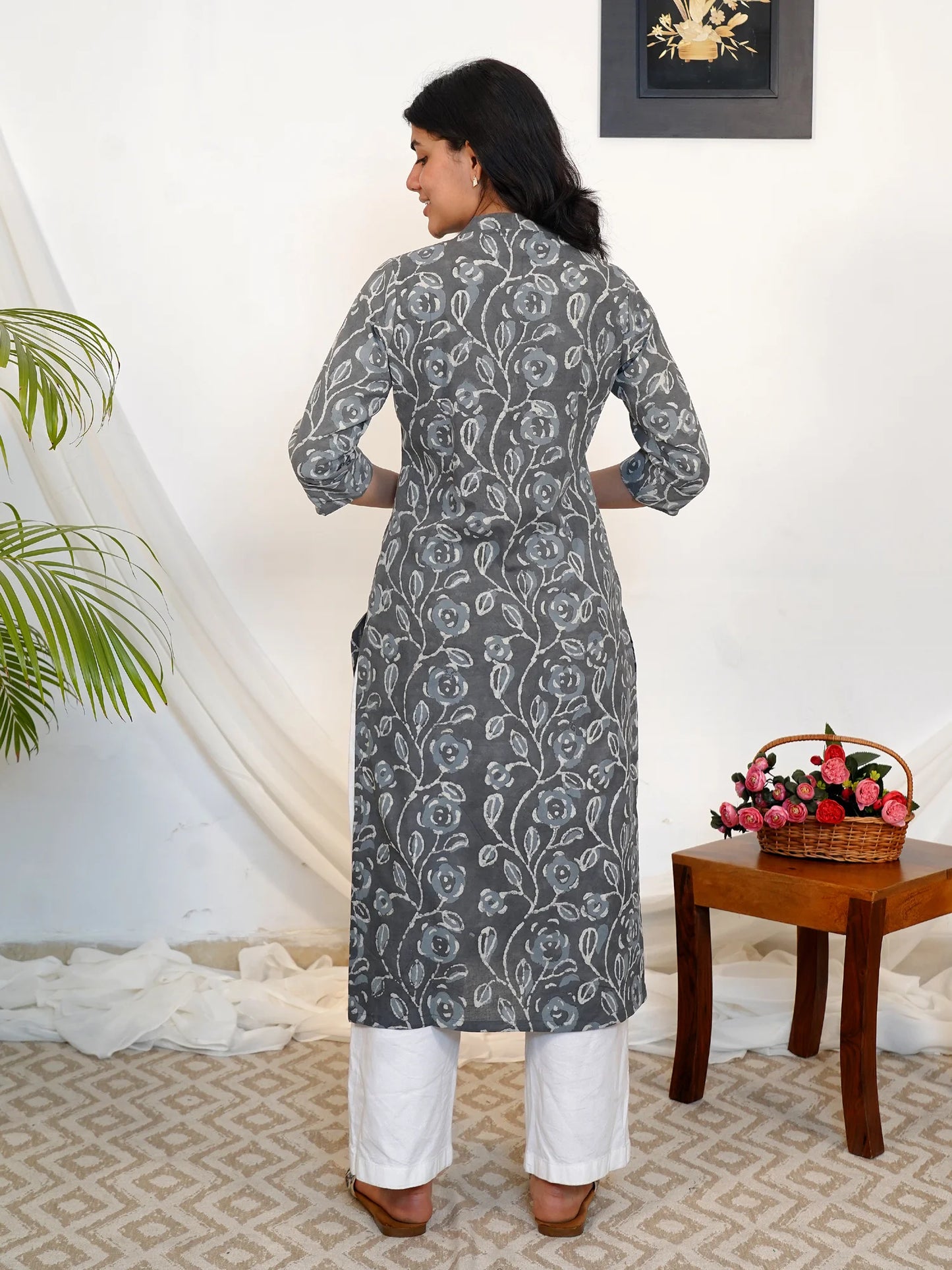 Cloudy Bloom Jaal Floral Cotton Kurta