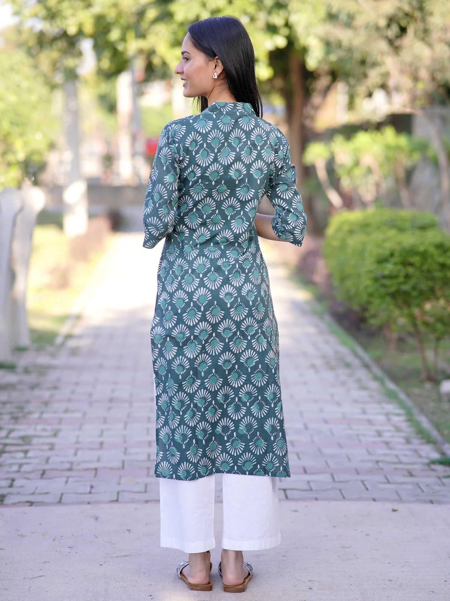 Dancing Peacock Block Printed COTTON Kurta