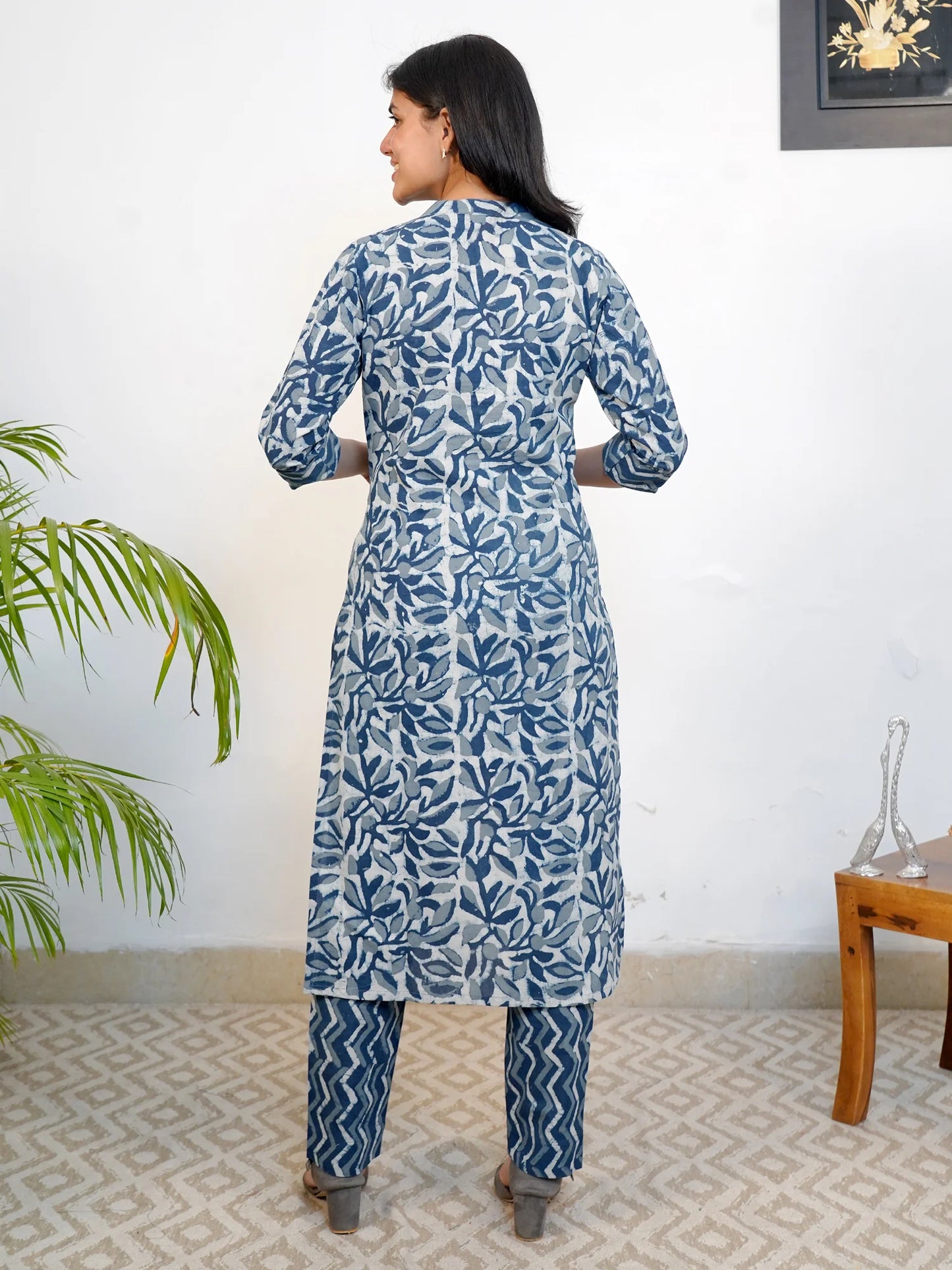 Dusky Leaf Dream Block Printed Kurta Set