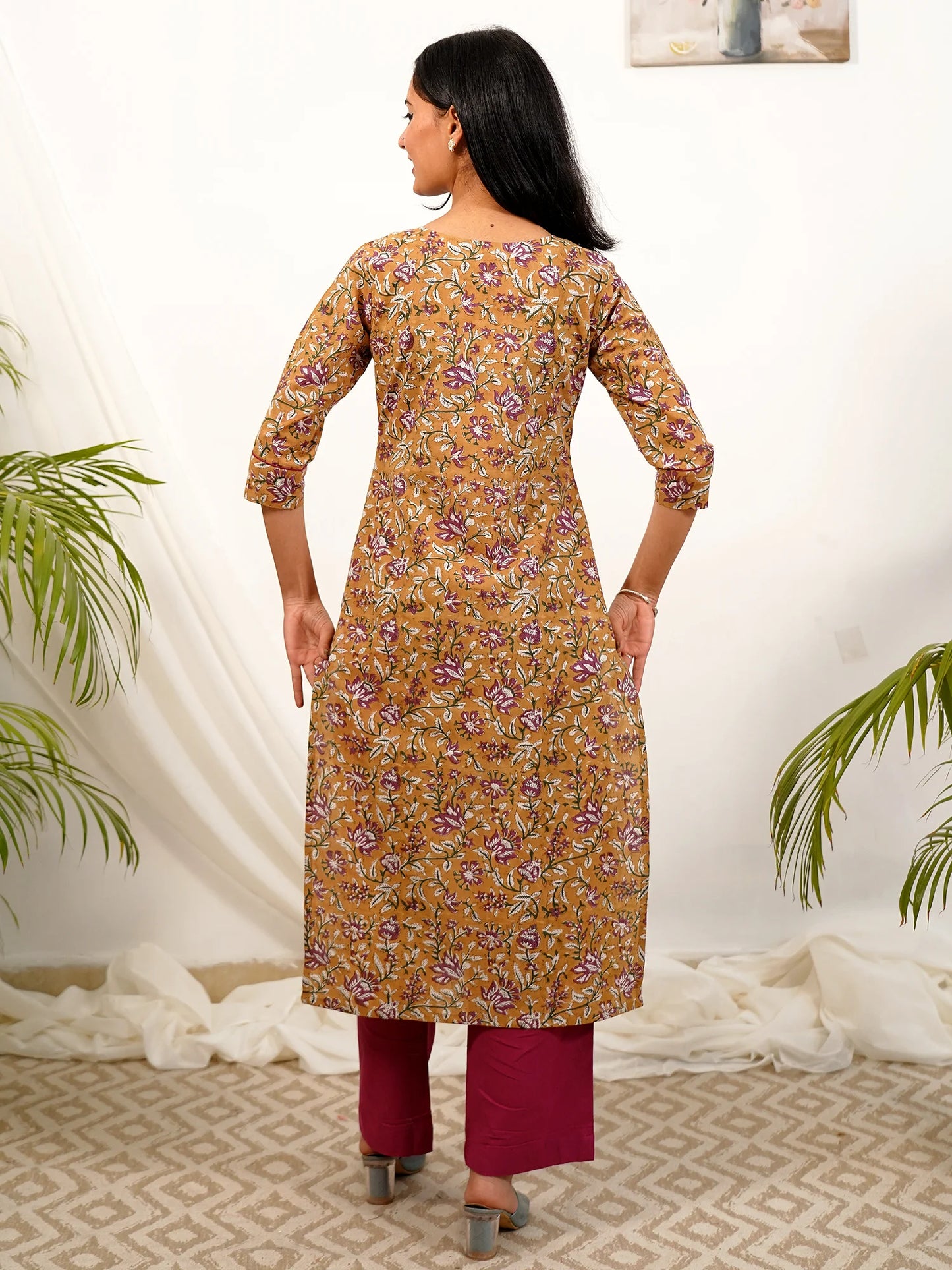 Earth n Lavender Floral COTTON Kurta