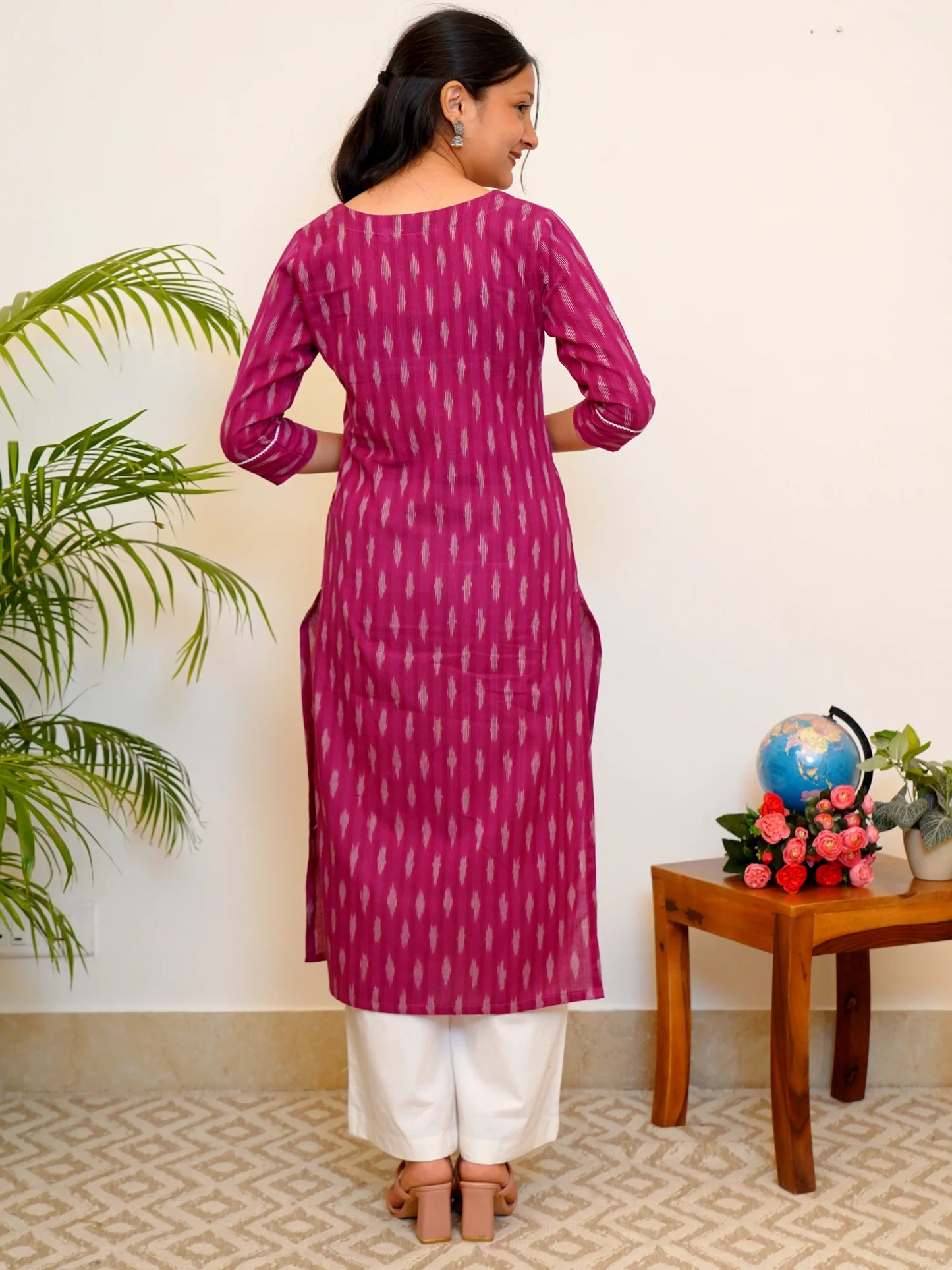 Fuchsia Purple IKKAT Handloom COTTON Kurta