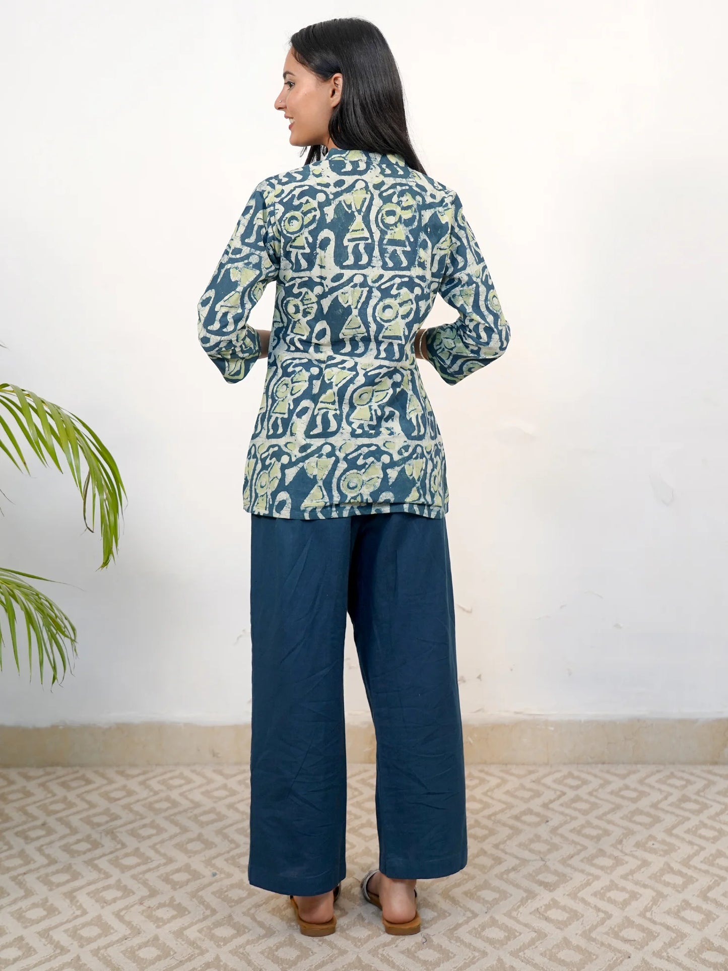 Ajrakh Garden Floral Zigzag COTTON Top