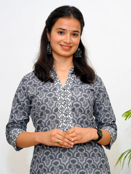 Grey Floral COTTON Coord Set