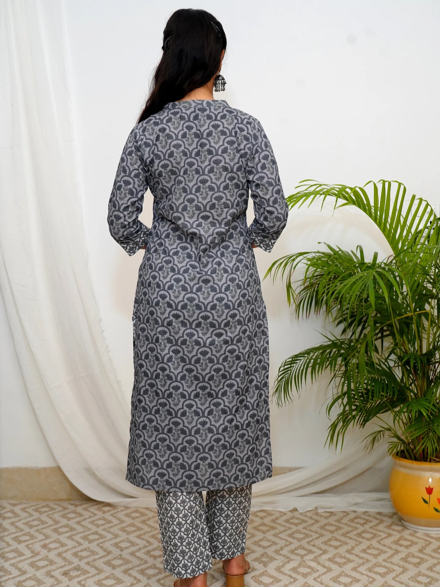 Grey Floral COTTON Coord Set