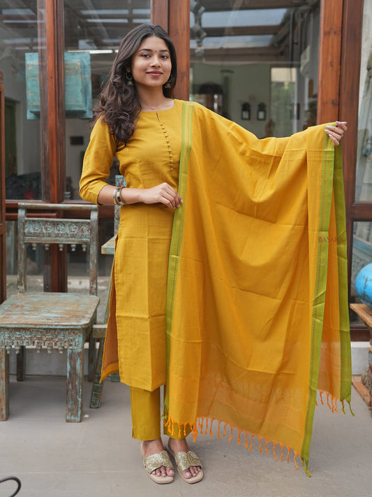 Mustard South Cotton Suit Set (3Pcs.) with lining