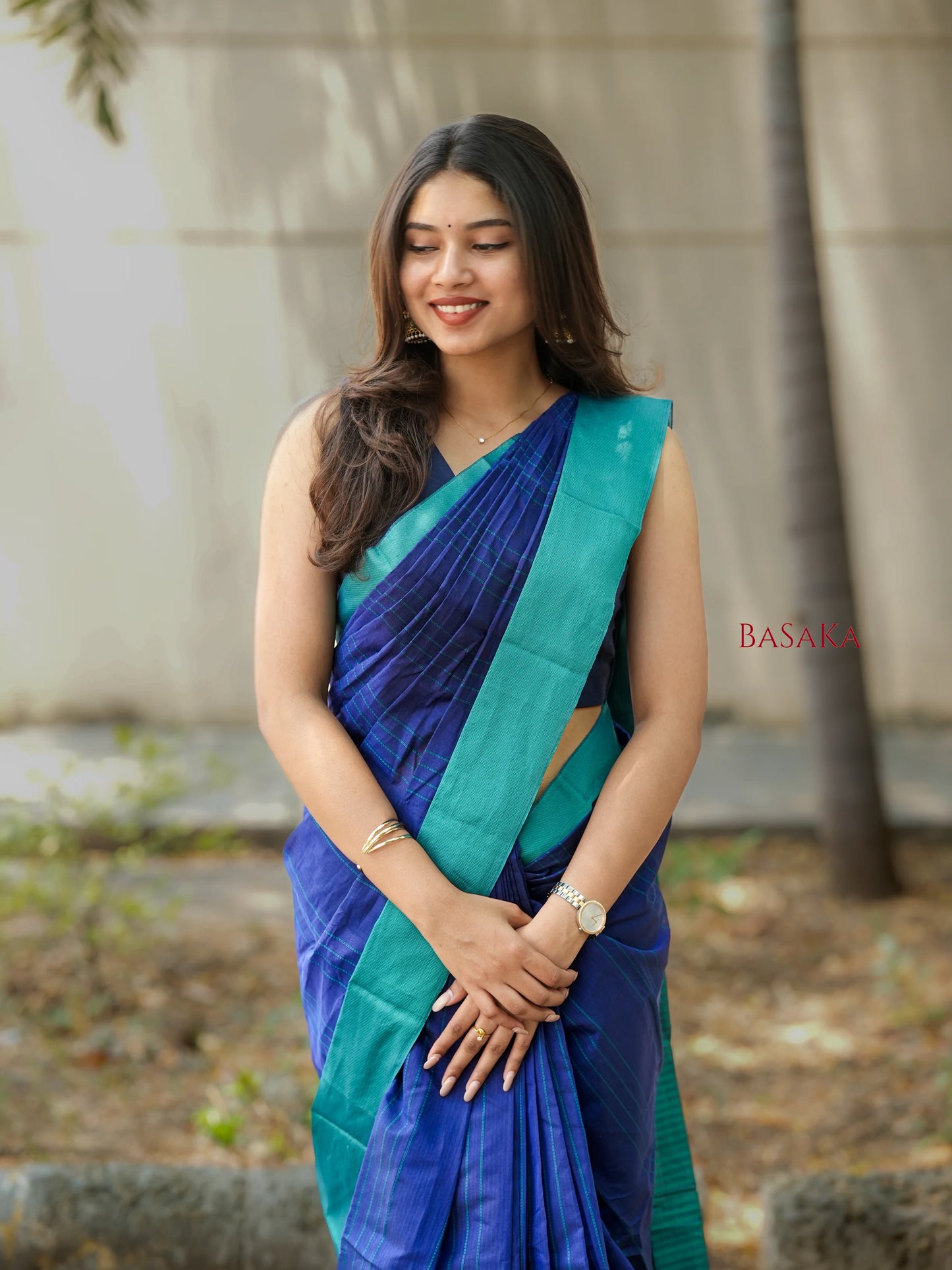 Navy Blue Handloom SILK COTTON Saree
