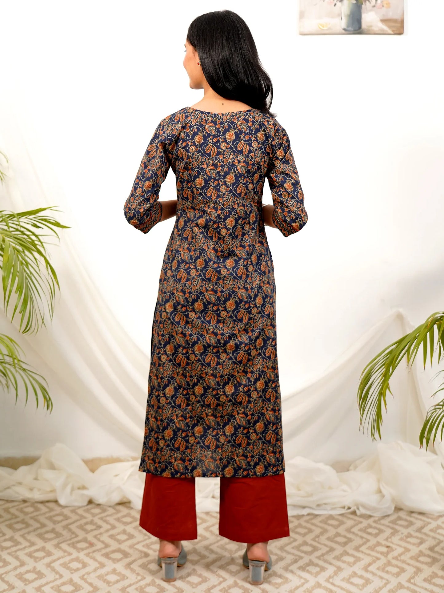 Navy Blue COTTON Yoke Kurta