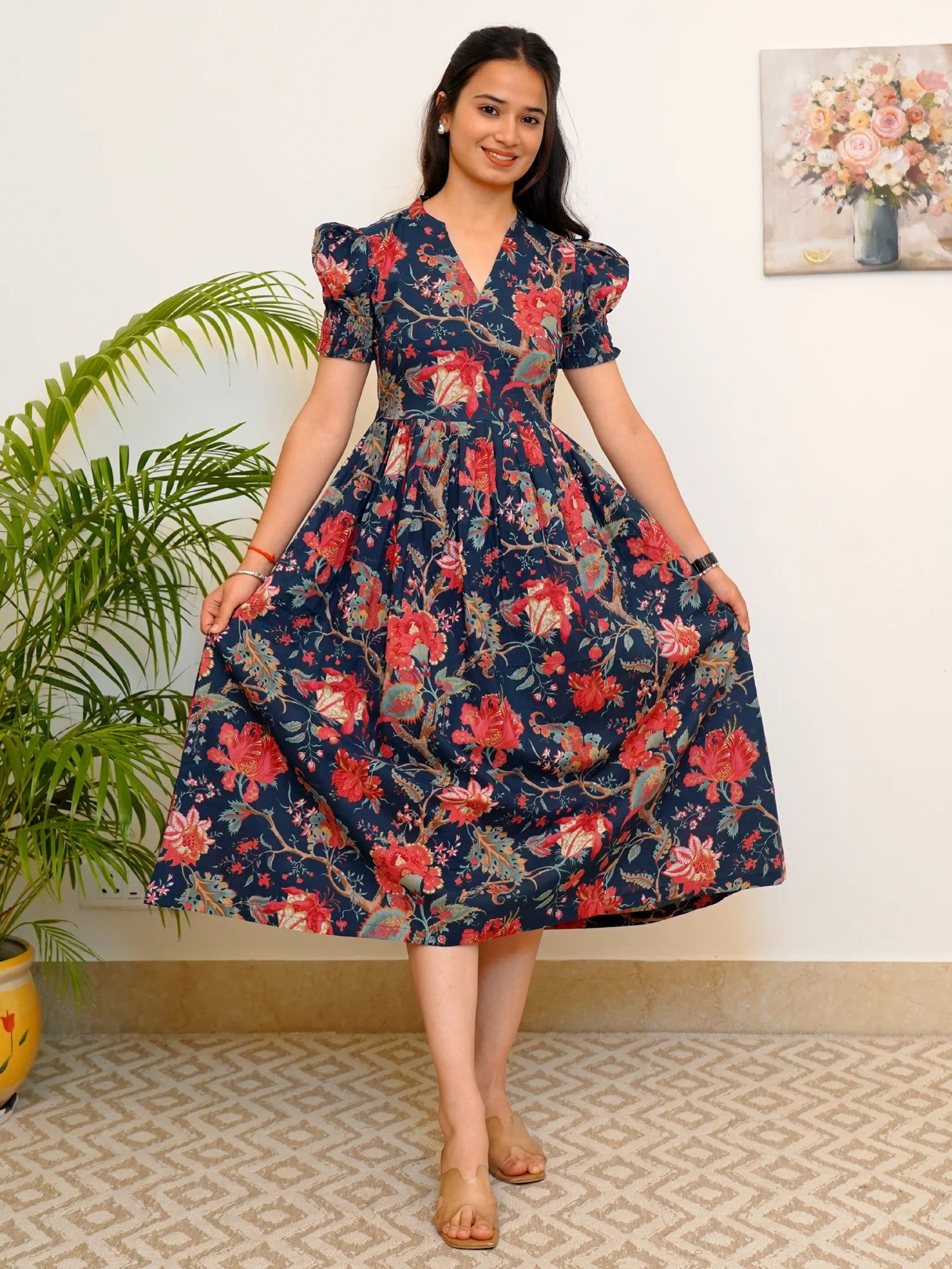 Navy Oasis COTTON Dress - Main Image