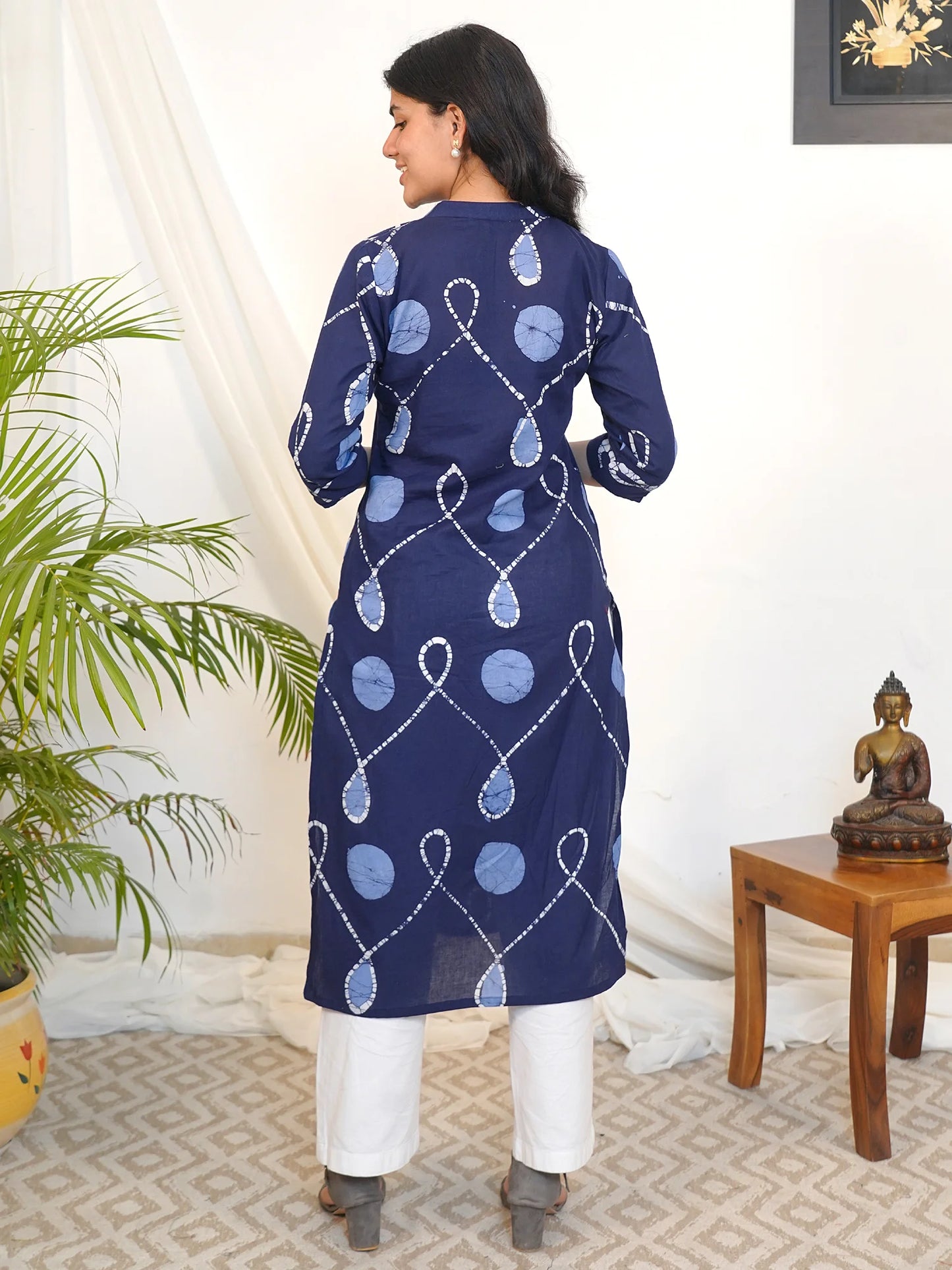 Navy Rangoli Charm COTTON Kurta
