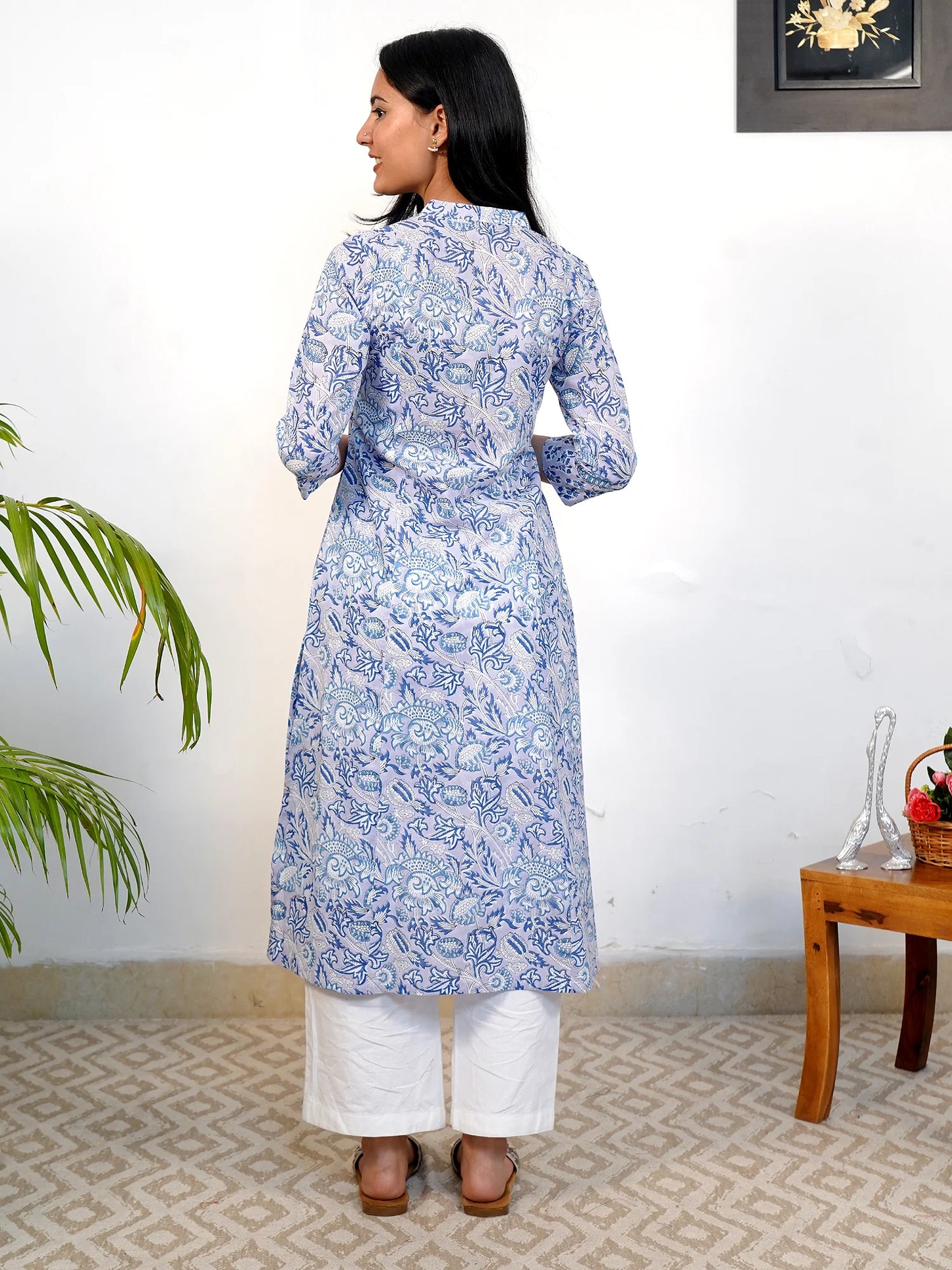 Pale Cerulean A-Line COTTON Kurta
