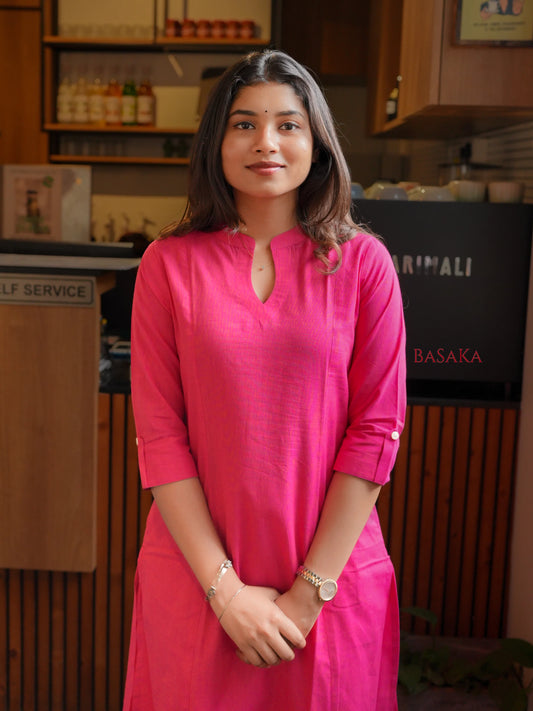 Paradise Pink A-Line Handloom South Cotton Kurta