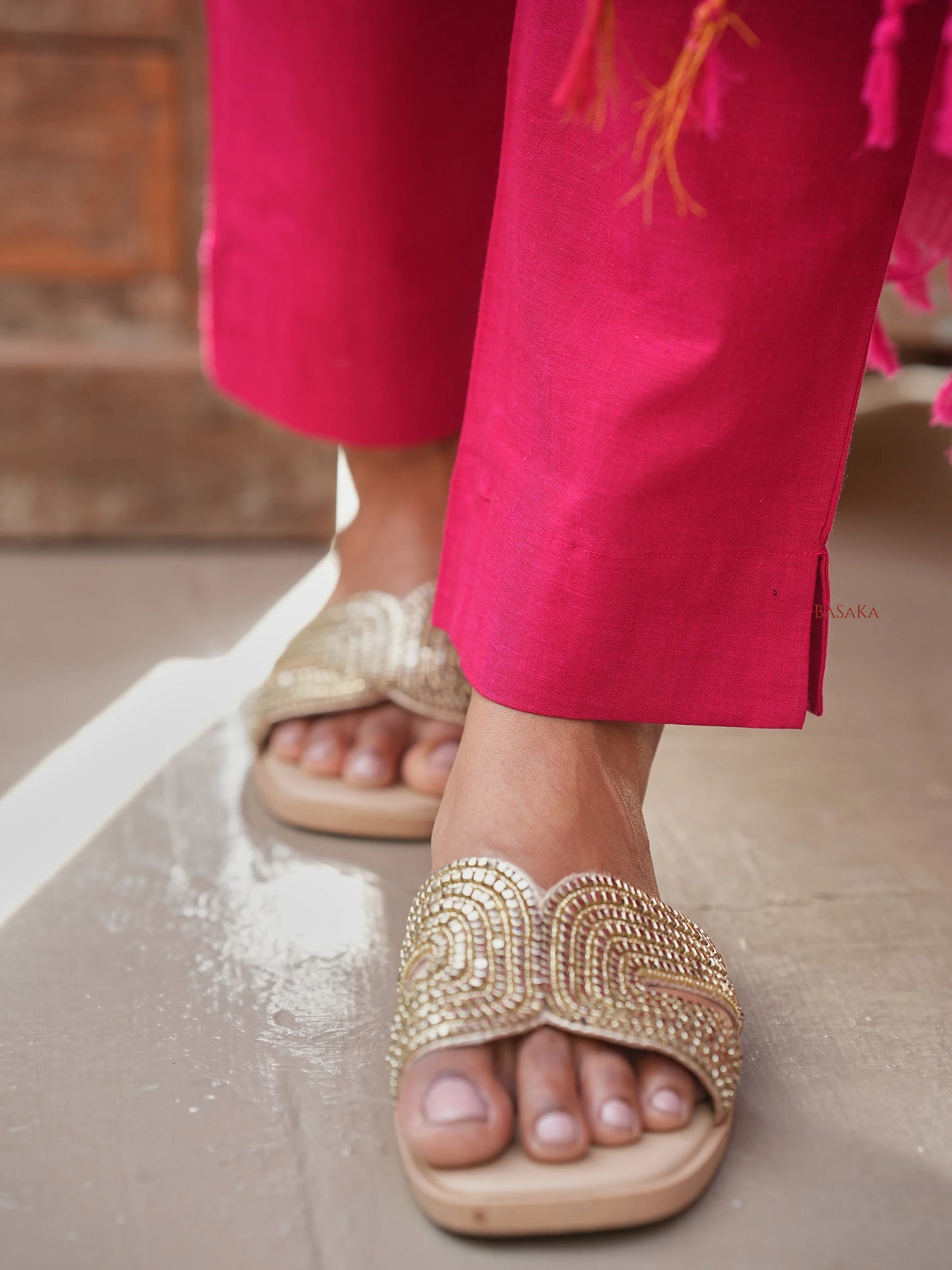 Rani Pink South Cotton Suit Set (3Pcs.) with lining