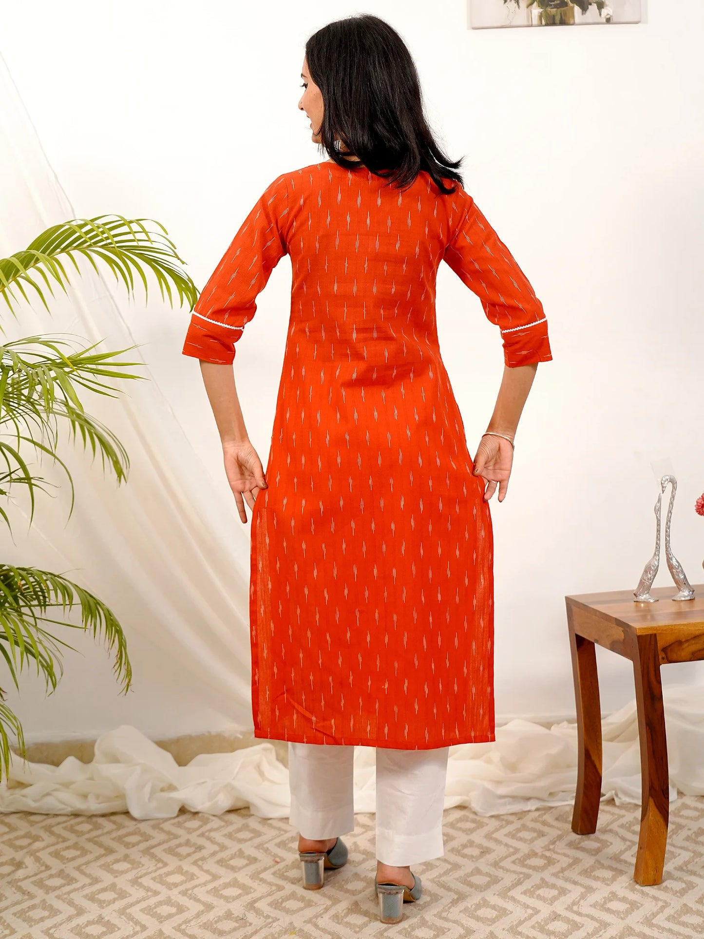 Red IKKAT Handloom COTTON Kurta