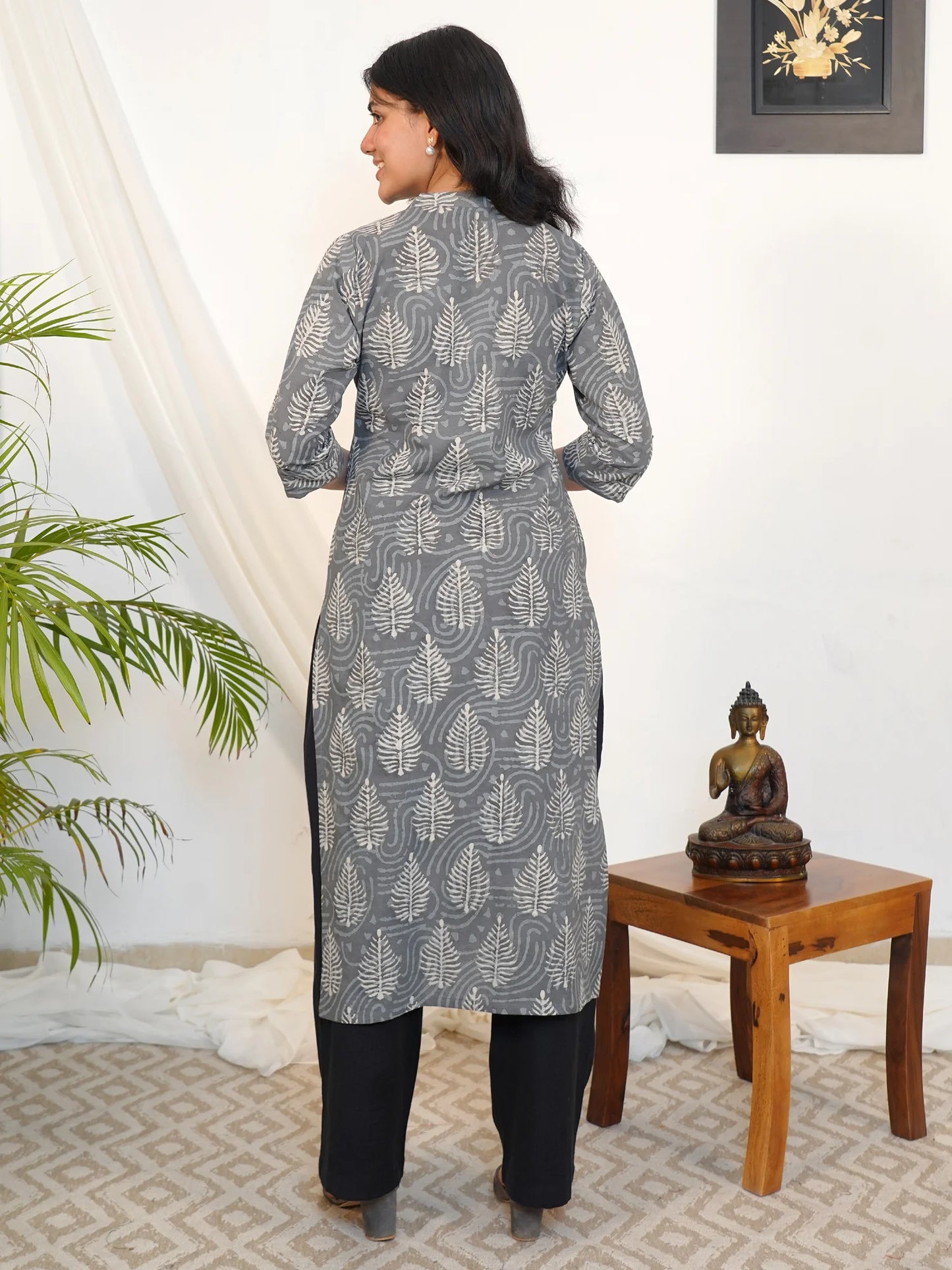 Silver Pine Bloom COTTON Kurta