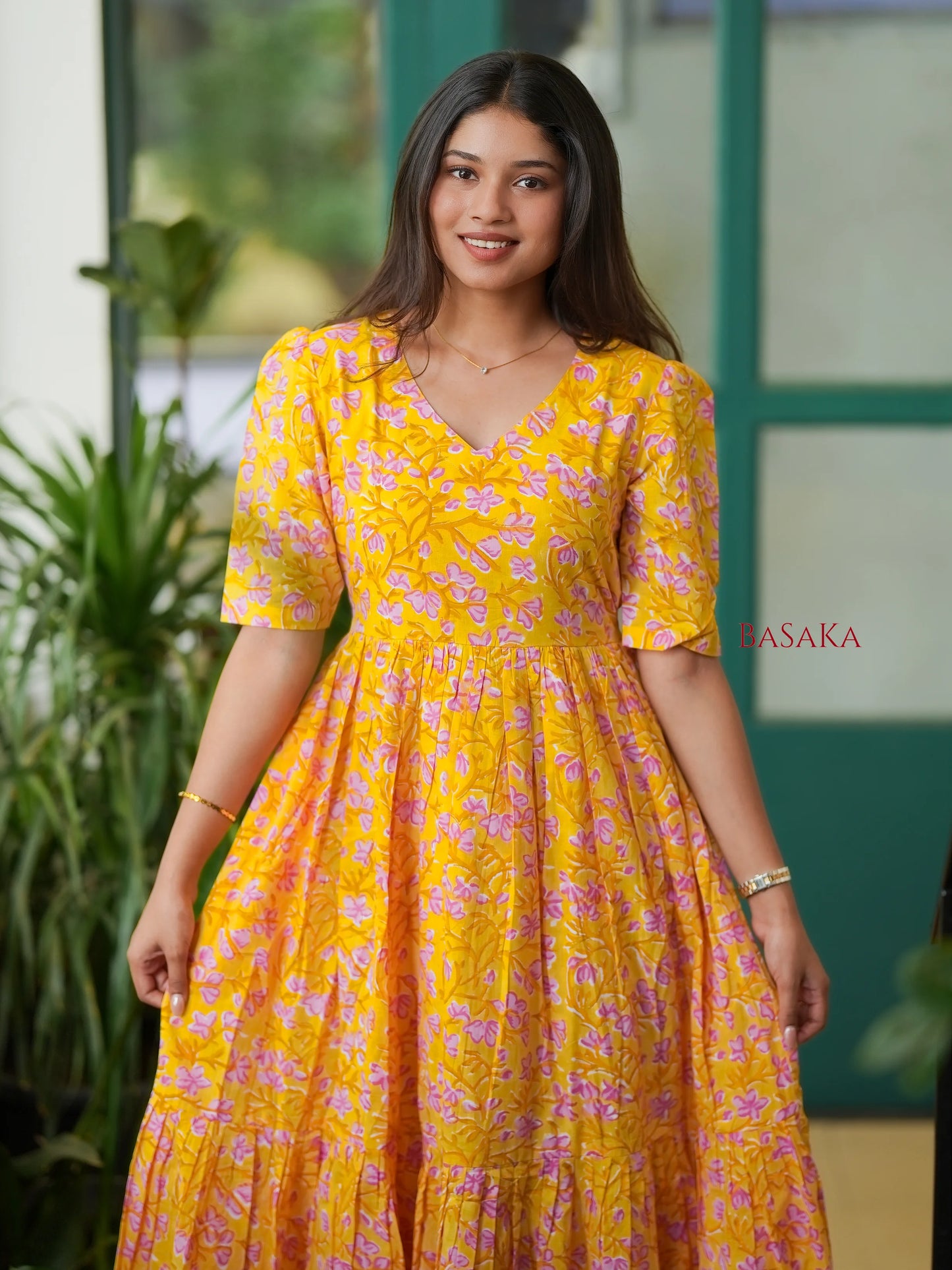Sunshine Bloom COTTON Tiered Dress