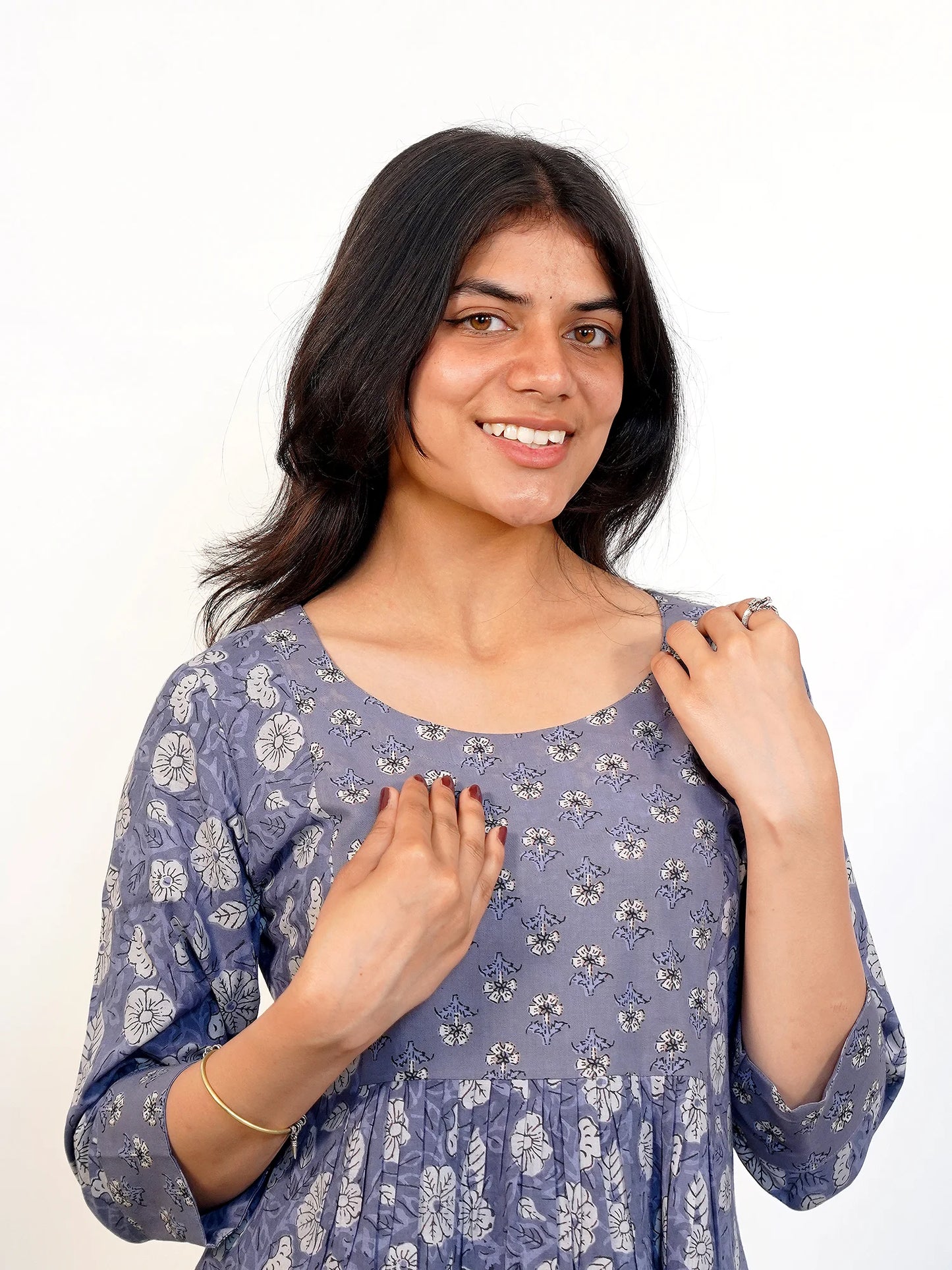Wild Blue Yonder Gathered COTTON Kurta