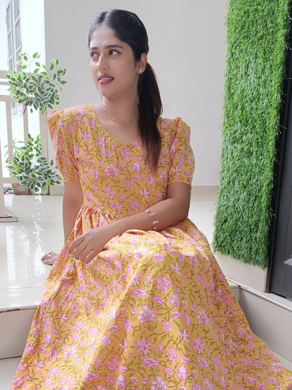 Yellow and Pink Floral Dress