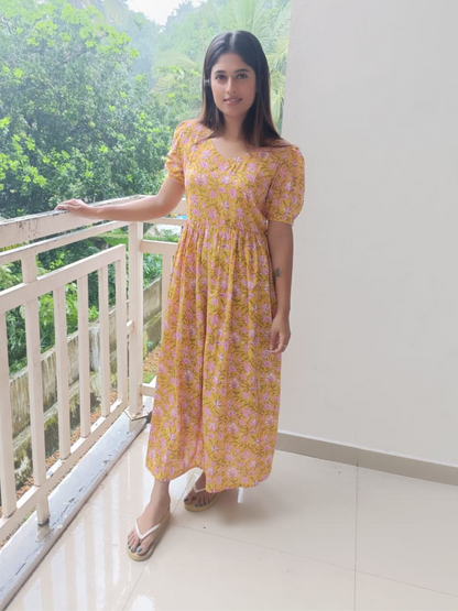 Yellow and Pink Floral Dress