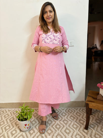 Baby Pink A-Line Kurta and Palazzo Co-ord Set