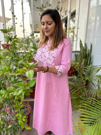 Baby Pink A-Line Kurta and Palazzo Co-ord Set