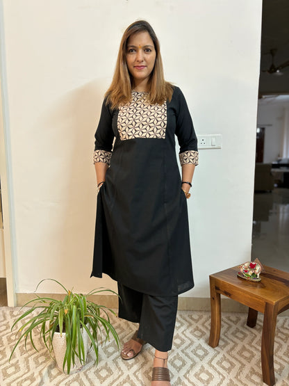 Black A-Line Kurta and Palazzo Co-ord Set