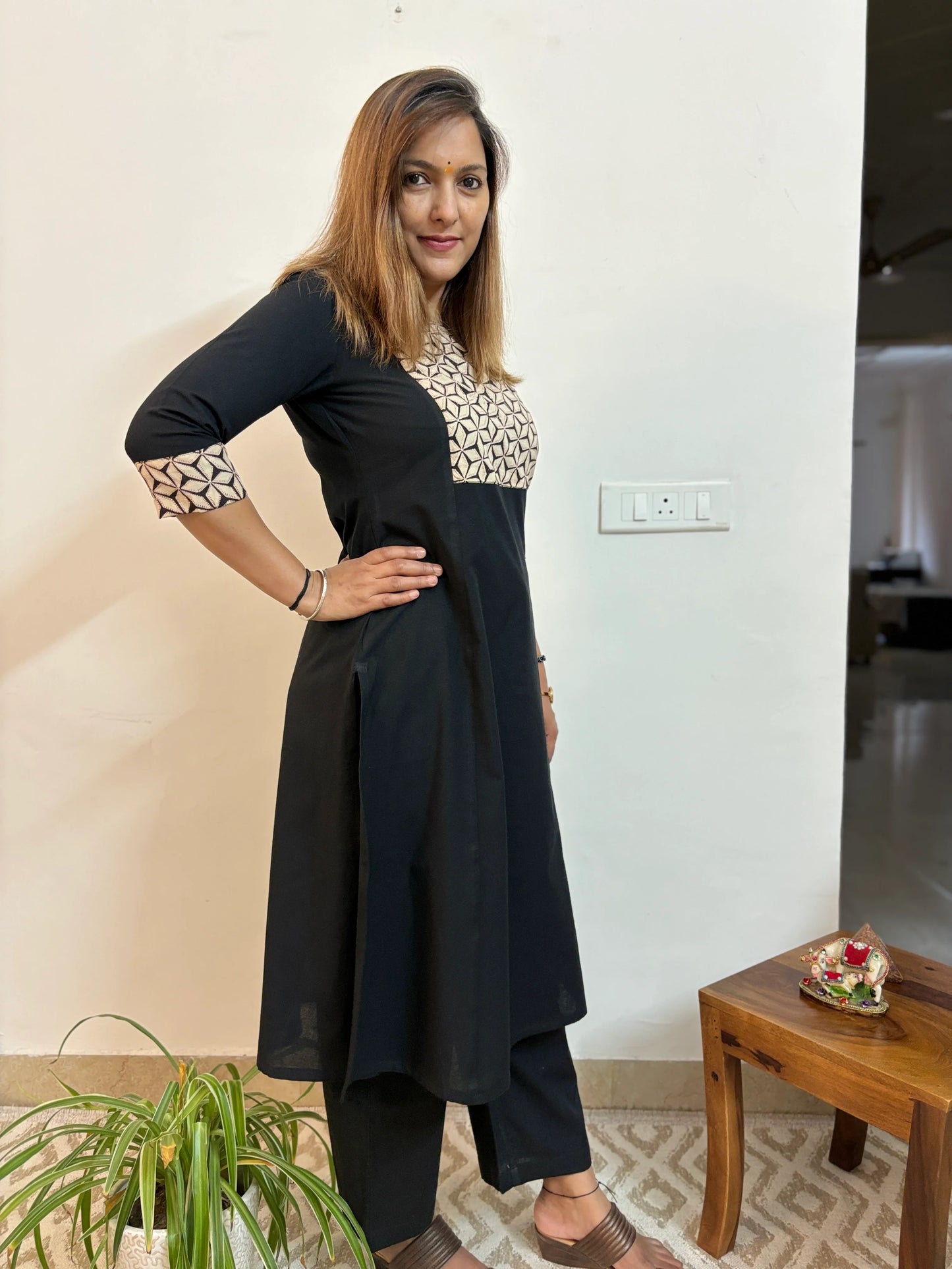 Black A-Line Kurta and Palazzo Co-ord Set