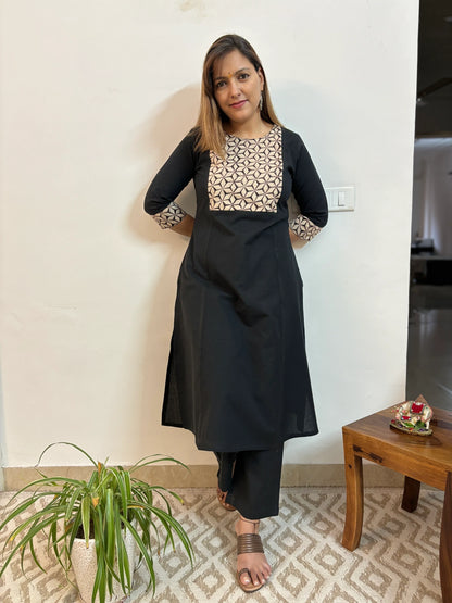 Black A-Line Kurta and Palazzo Co-ord Set