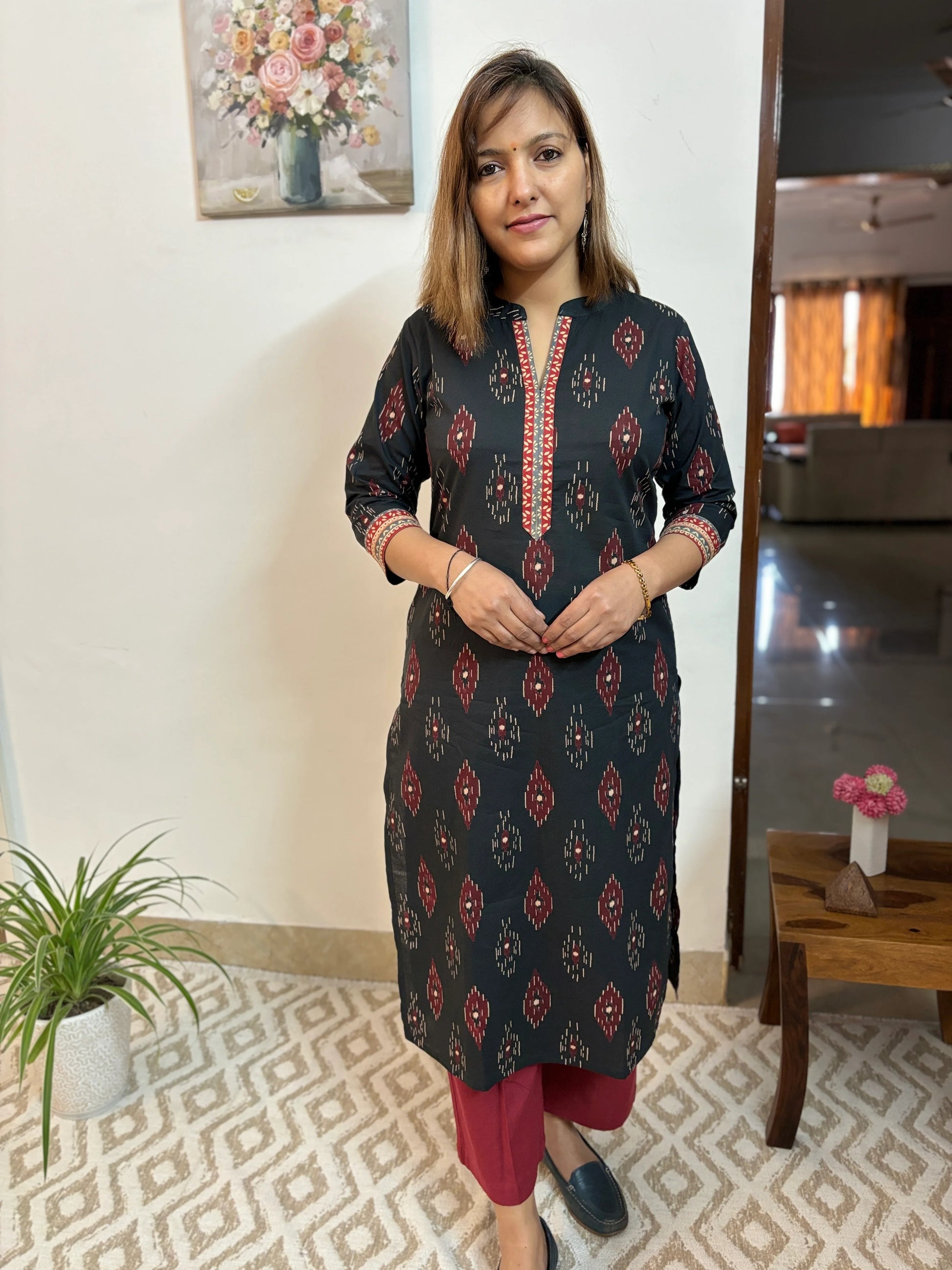 Black Diamond Collar Kurta