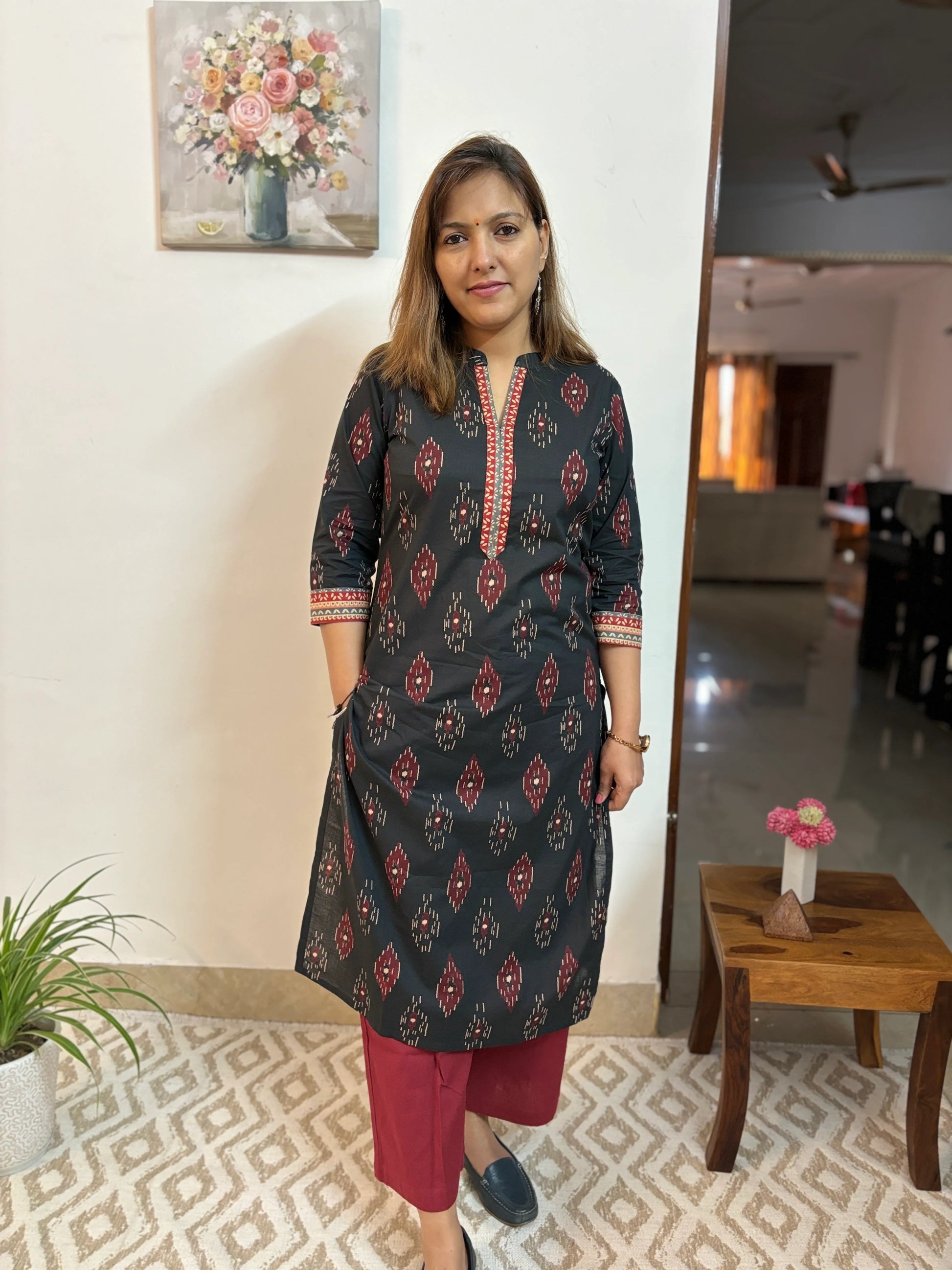 Black Diamond Collar Kurta