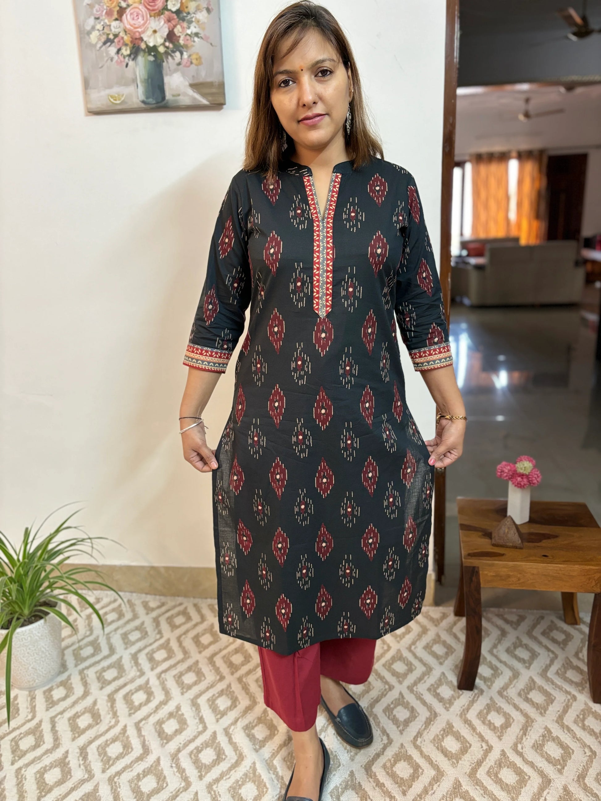 Black Diamond Collar Kurta