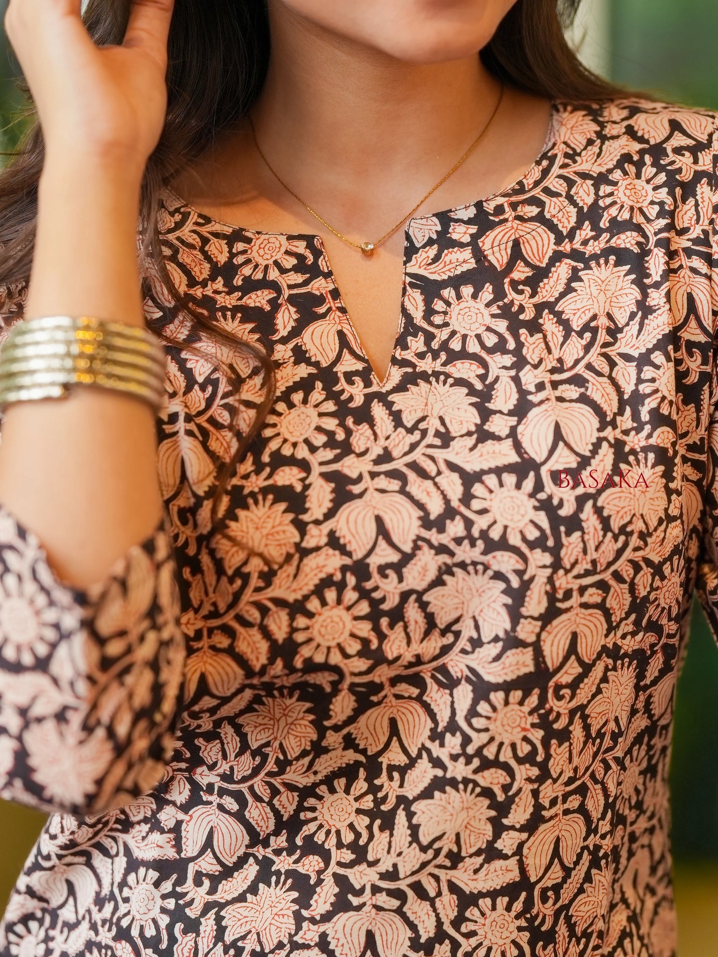 Black Jaal Floral Block Printed Short Kurti