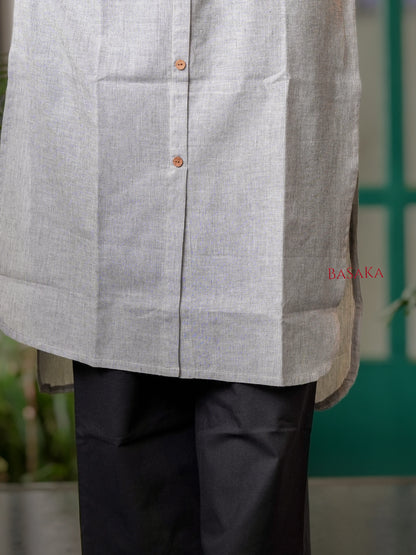 Black n White Striped Handloom COTTON Kurta