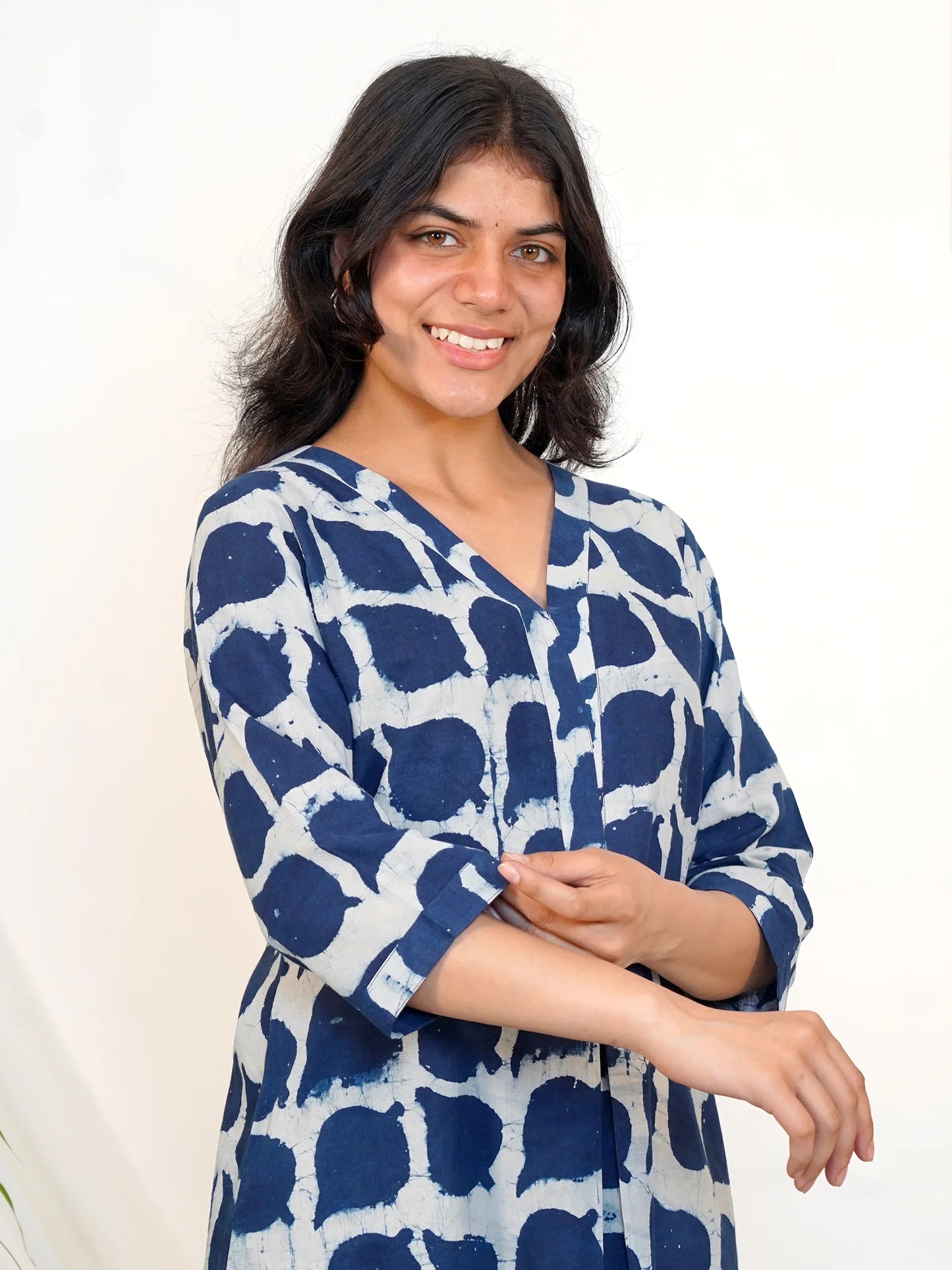 Blue Leaf Elegance A-line COTTON Kurta