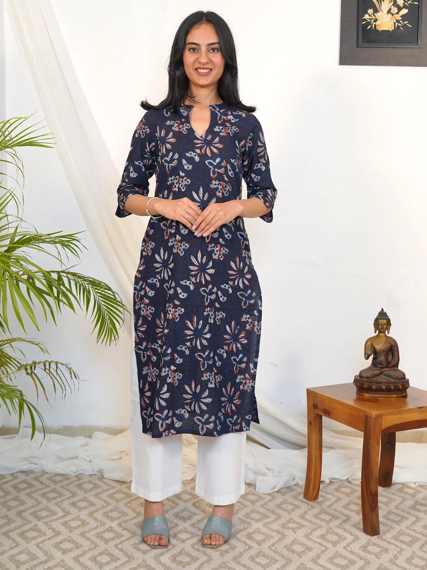 Blue Royale Block Printed COTTON Kurta