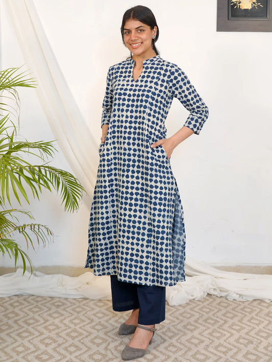 Blue Stone Breeze A-line COTTON Kurta