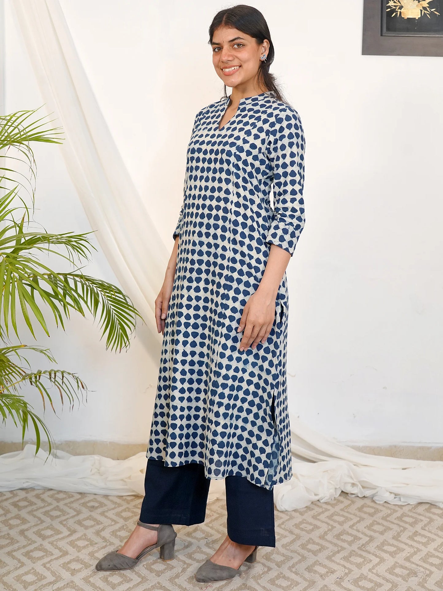 Blue Stone Breeze A-line COTTON Kurta