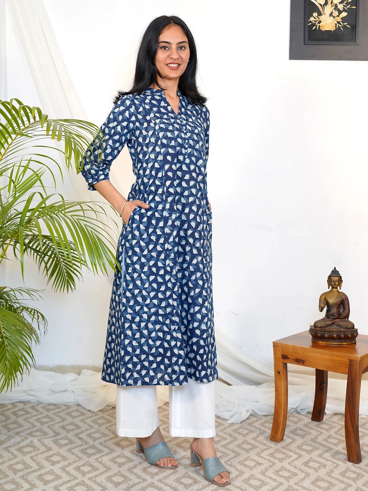 Blue Stone Elegance A-line COTTON Kurta