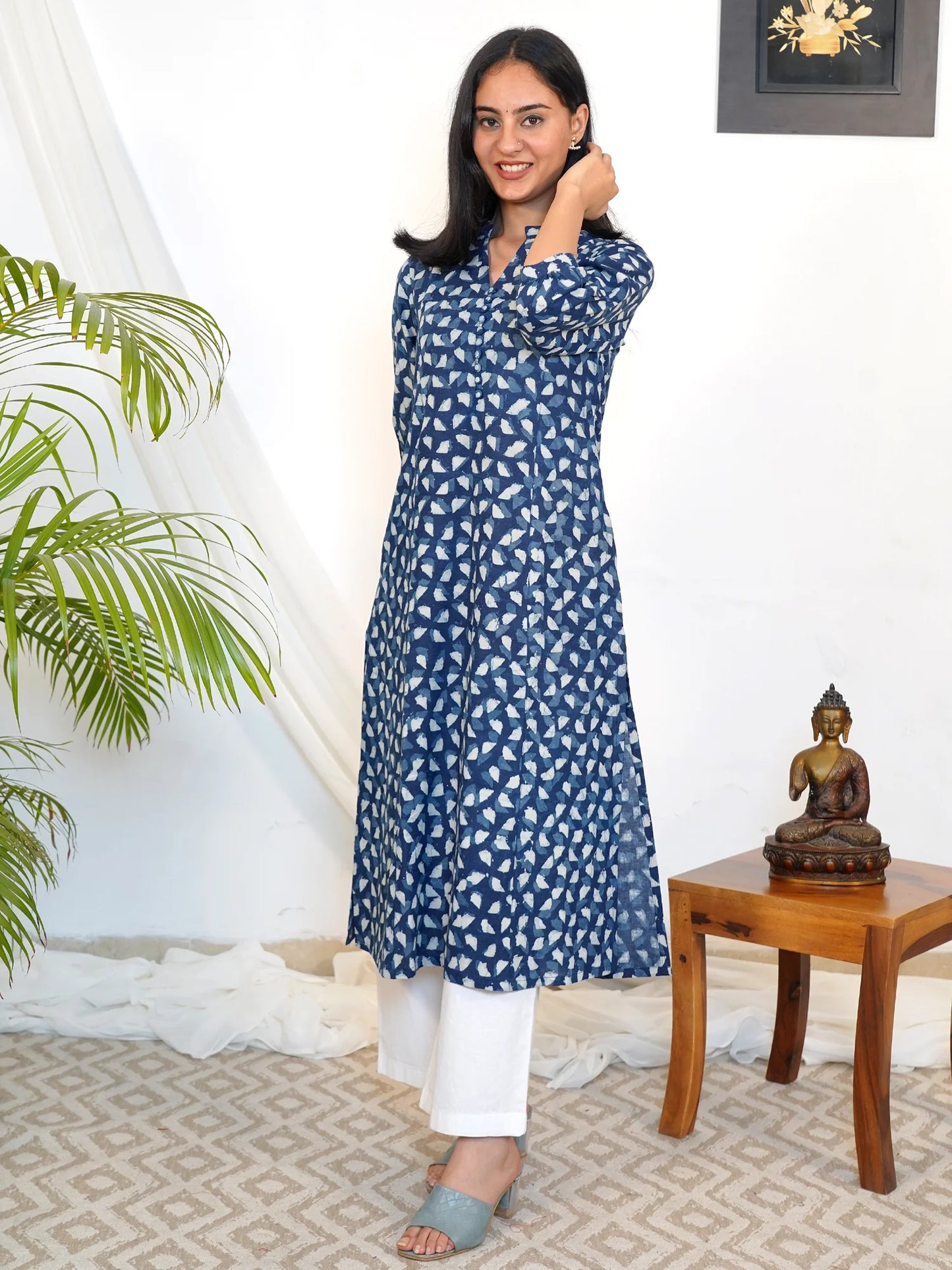 Blue Stone Elegance A-line COTTON Kurta