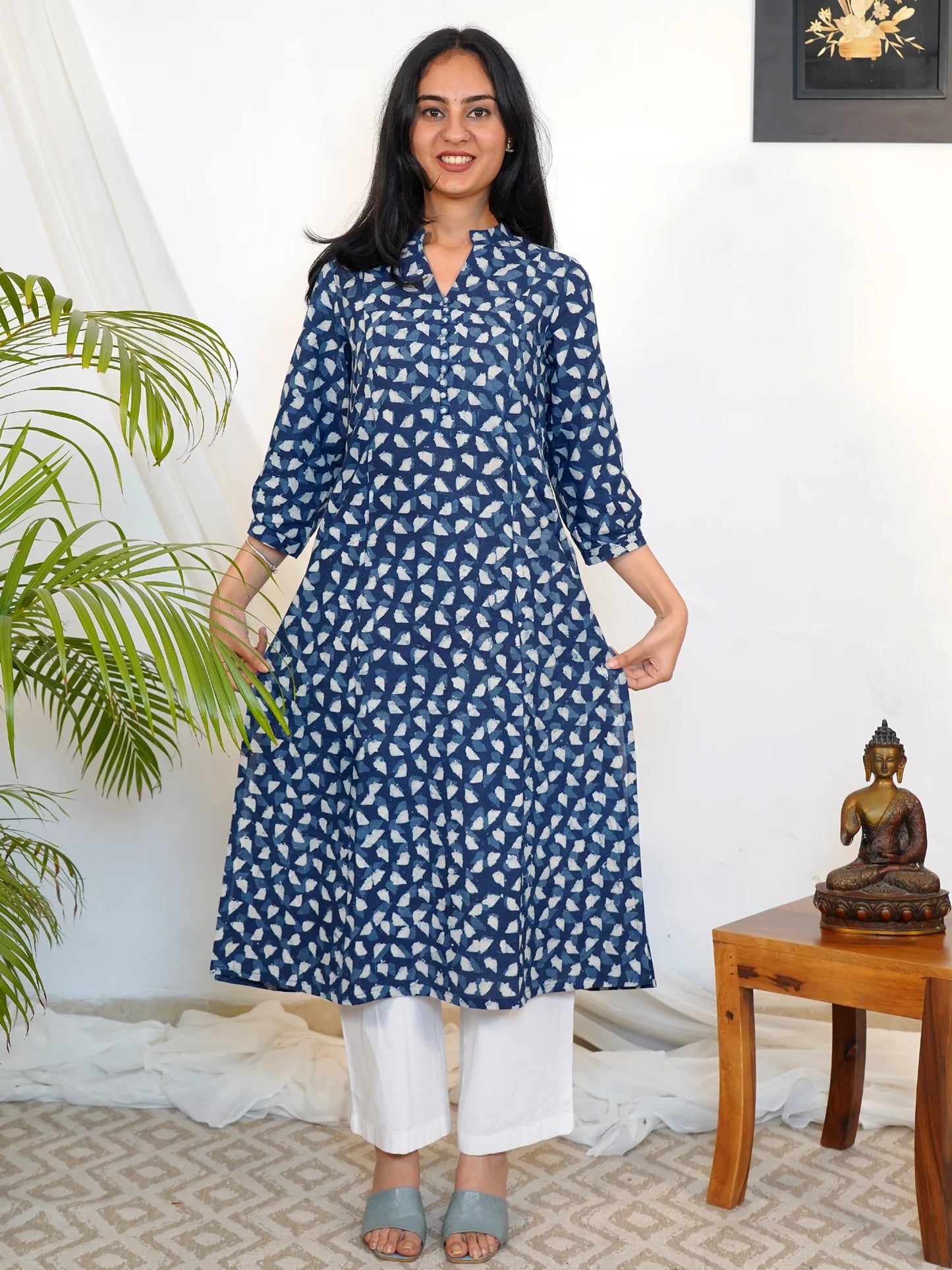 Blue Stone Elegance A-line COTTON Kurta