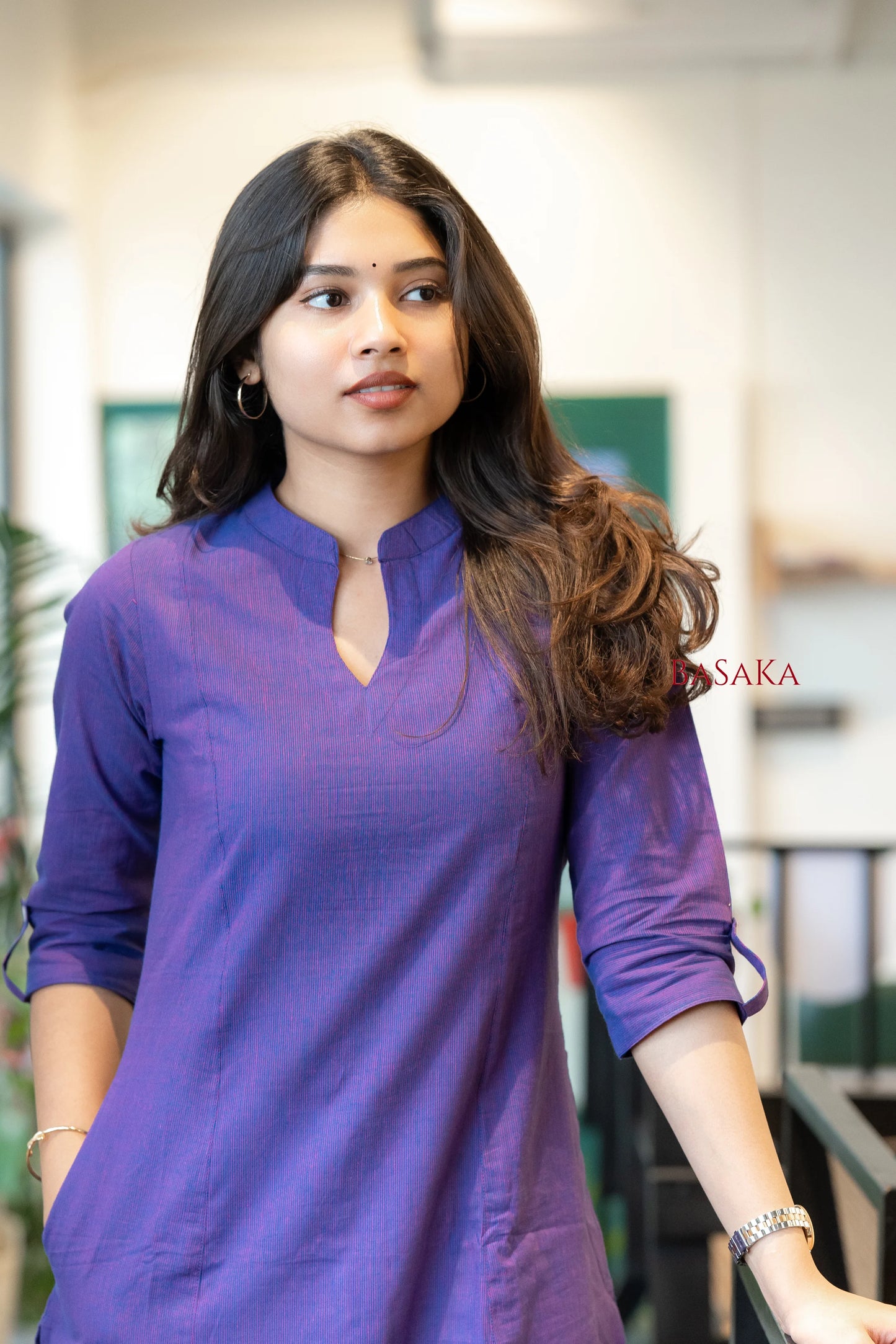 Blue-Vilot A-Line Handloom South Cotton Kurta