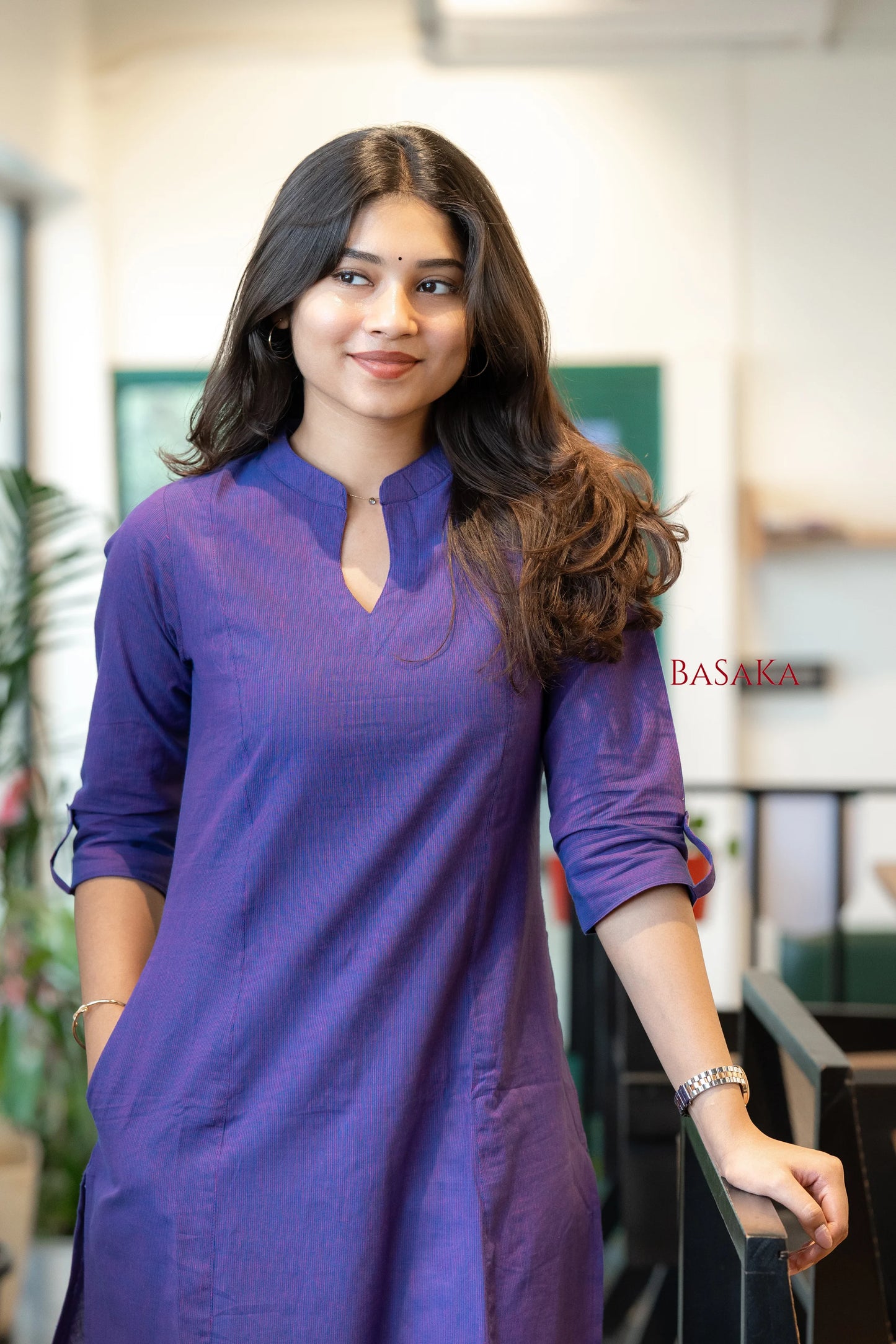 Blue-Vilot A-Line Handloom South Cotton Kurta