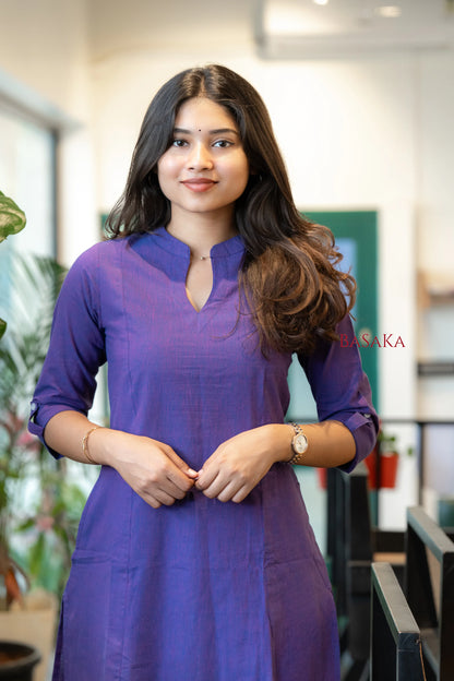 Blue-Vilot A-Line Handloom South Cotton Kurta