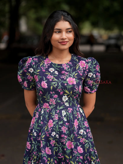 Bluebell Floral COTTON Tiered Dress